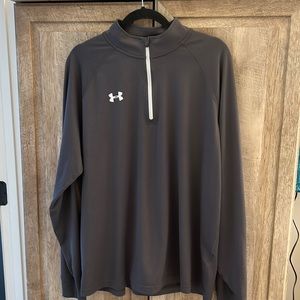 Men’s Under Armour XL heat gear loose 1/4 zip pullover long sleeves grey.